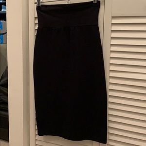 Black cotton knee skirt